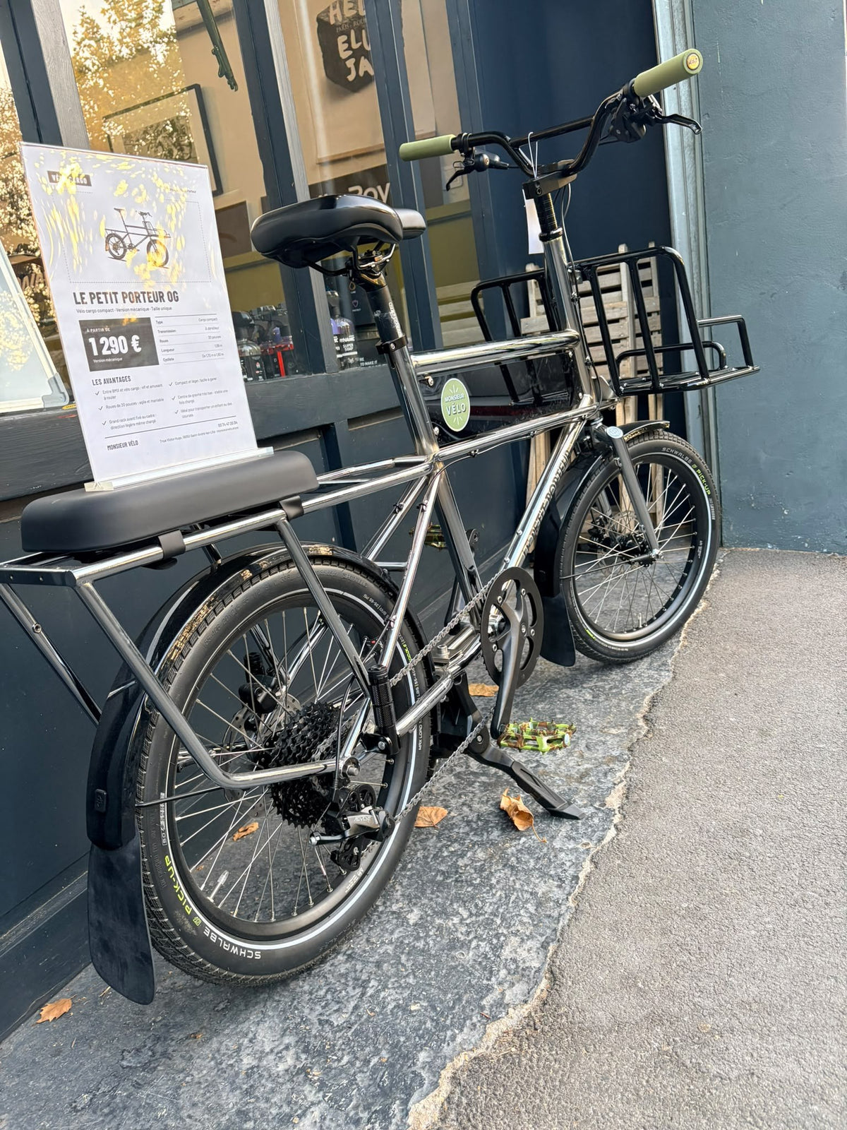 Vélo cargo Le Petit Porteur OG V6 chrome – Disponible immédiatement
